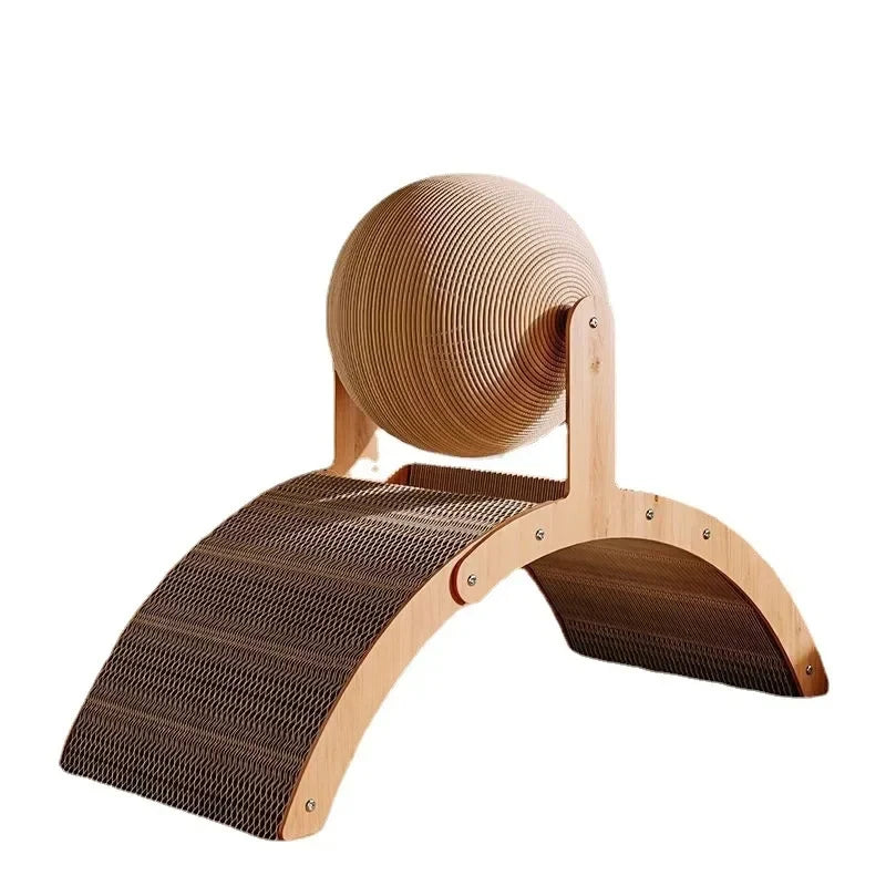 Griffoir boule 2 en 1 en bois et sisal pour chat