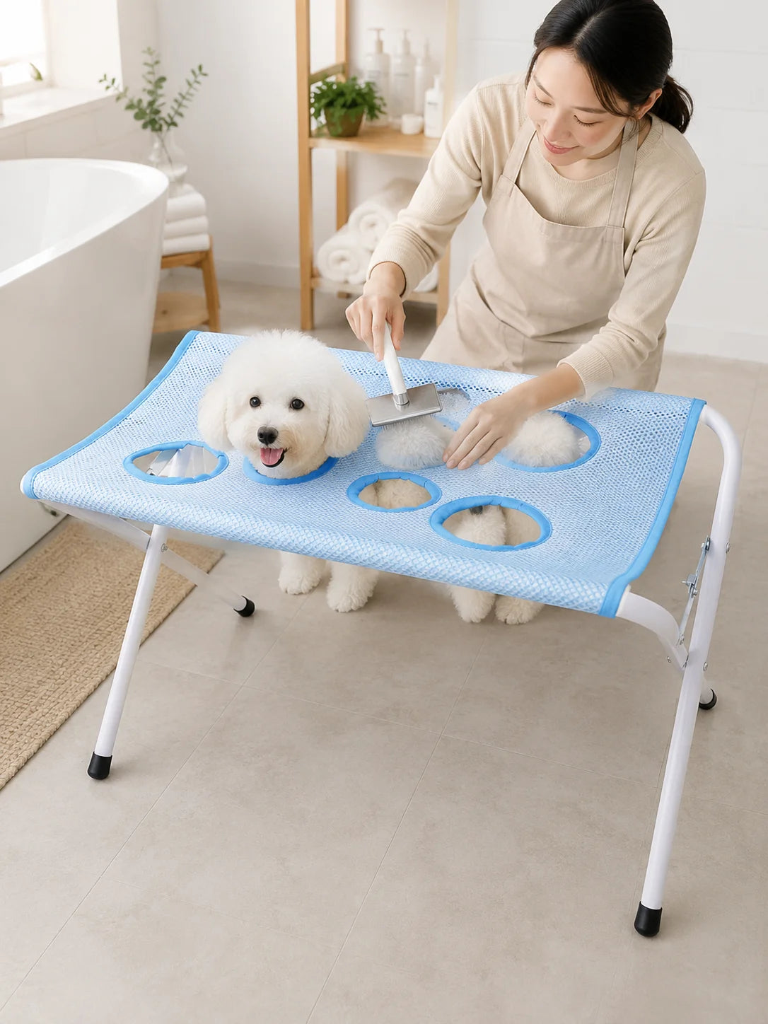 Table de toilettage et de bain pliable pour chat et chien