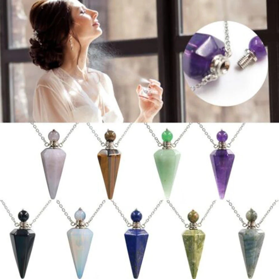 Collier diffuseur d'huiles essentielles en cristal