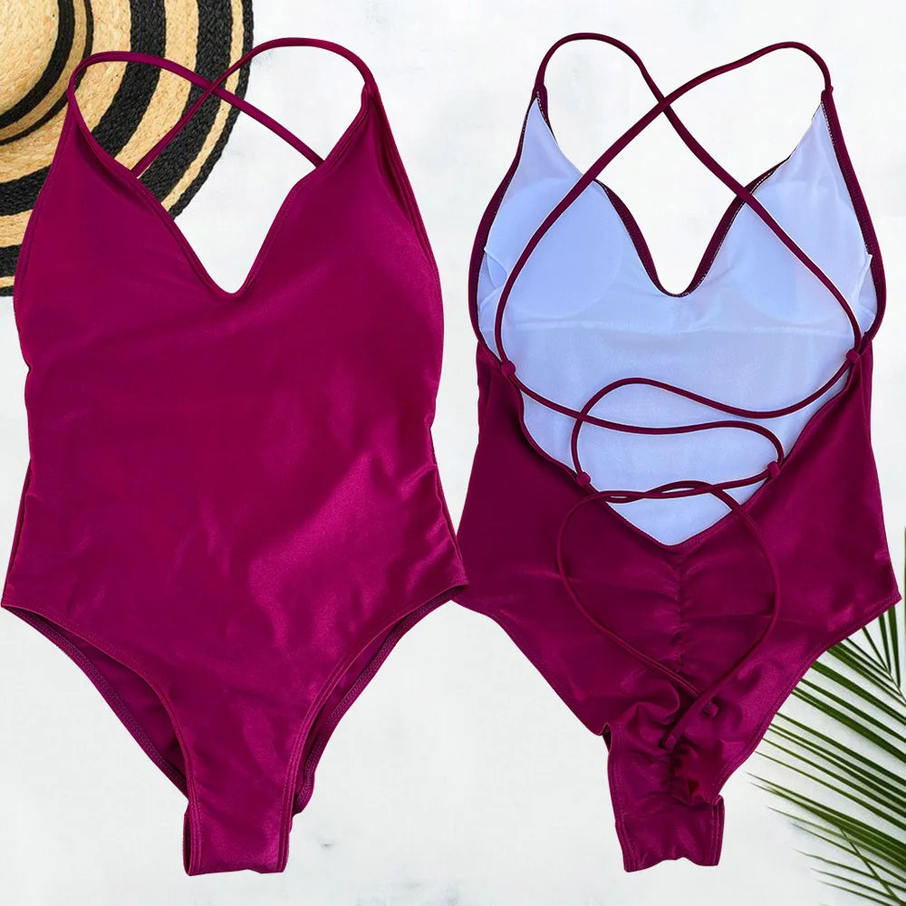 Maillot de bain une pièce dos croisé pour femme