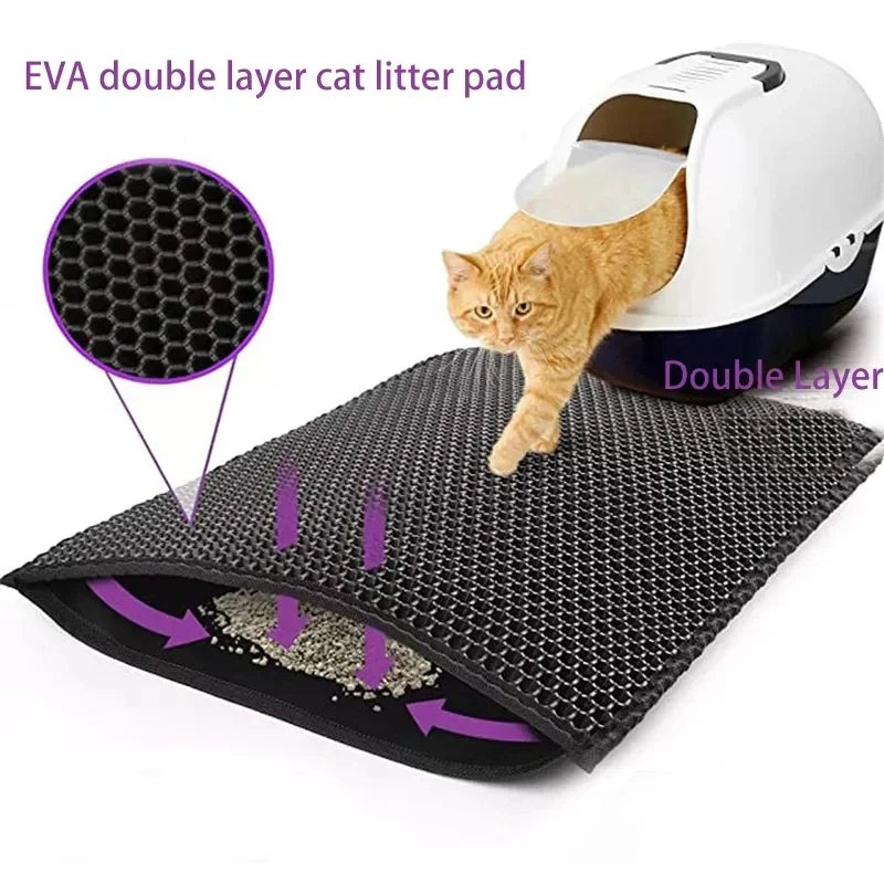 Tapis de litière double couche imperméable pour chat