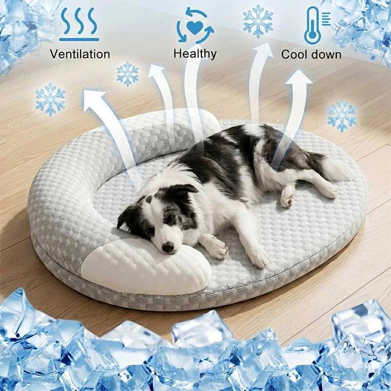 Coussin rafraîchissant en soie glacée pour chien et chat